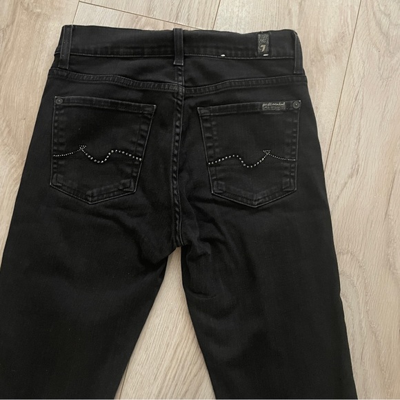 7 For All Mankind Black High Rise Jeans Size 25 Made In Italy - Picture 9 of 13